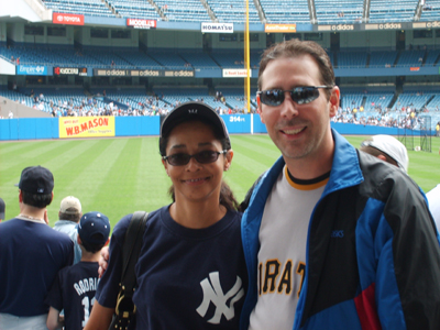 Tony & Stacey Marinacci in left field of Yankee Stadium (June 2007)